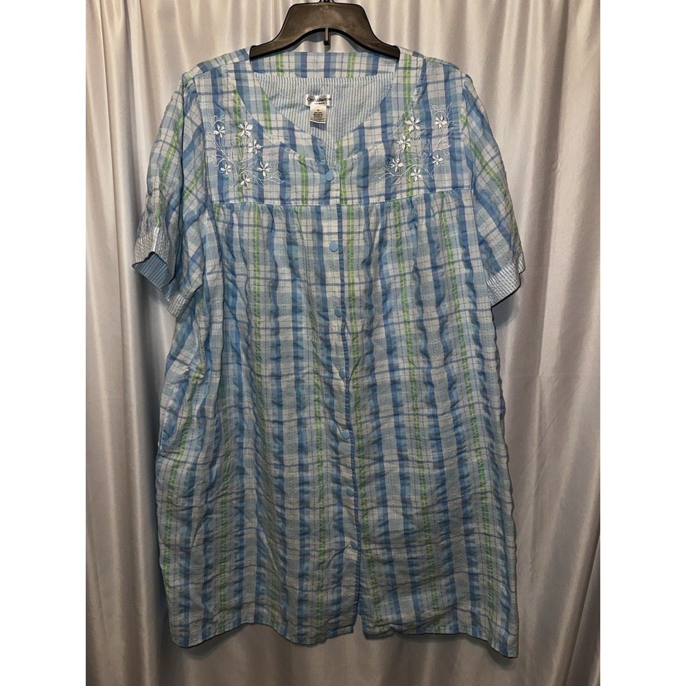 Croft And Barrow Intimates Muumuu House Coat Robe Size 1X Blue Full Zip